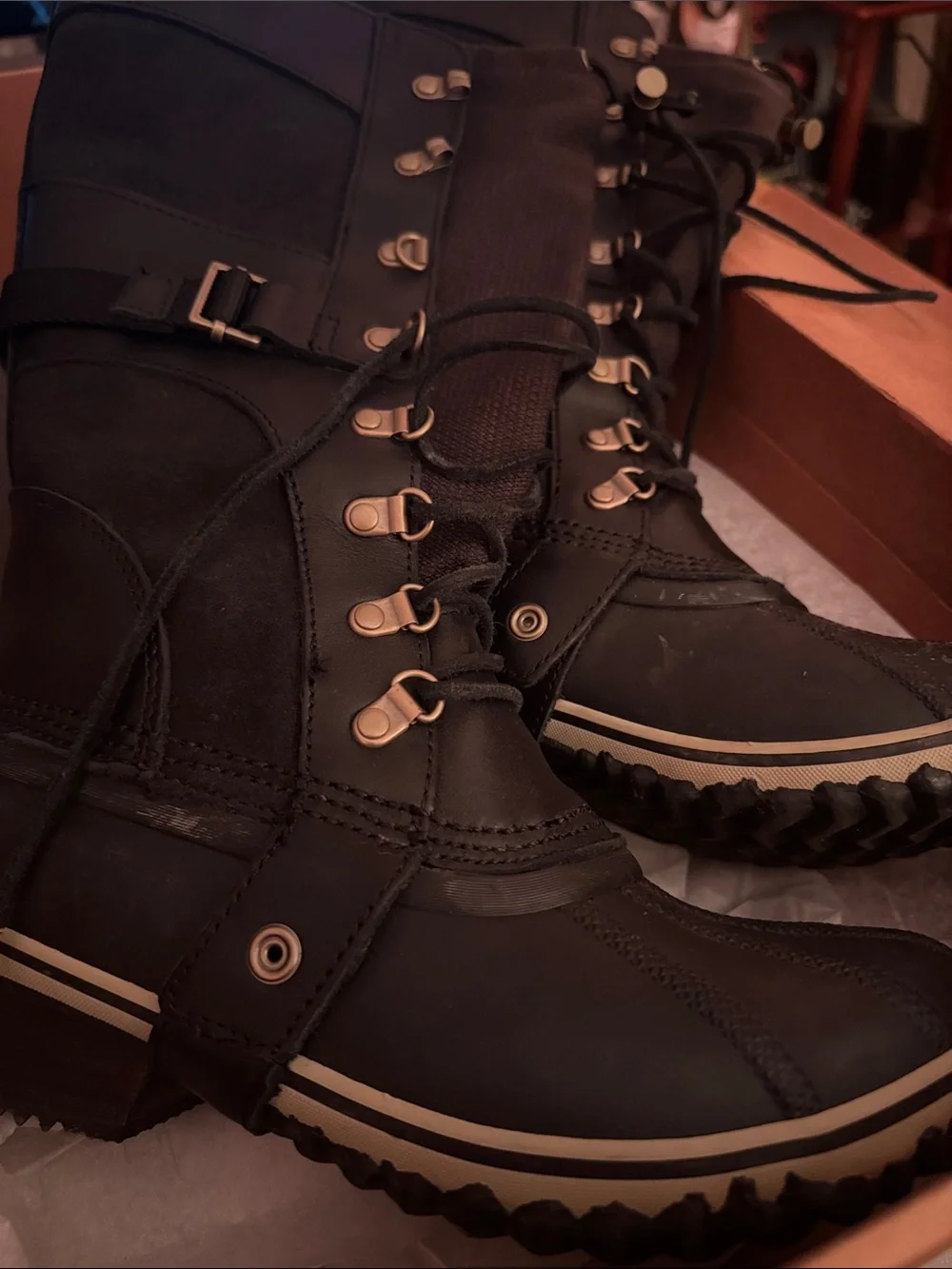 Sorel Black Winter Lace-Up Boots